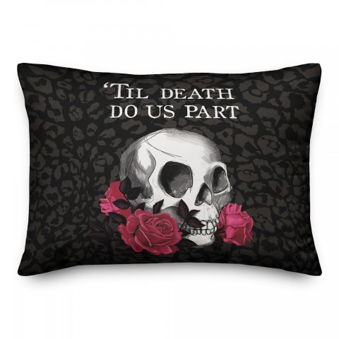 Til Death Do Us Part Skull 14x20 Spun Poly Pillow