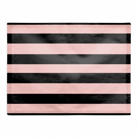 Blush And Black Stripes 18x14 Poly Twill Placemat