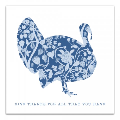 Floral Blue Turkey 20x20 Canvas Wall Art