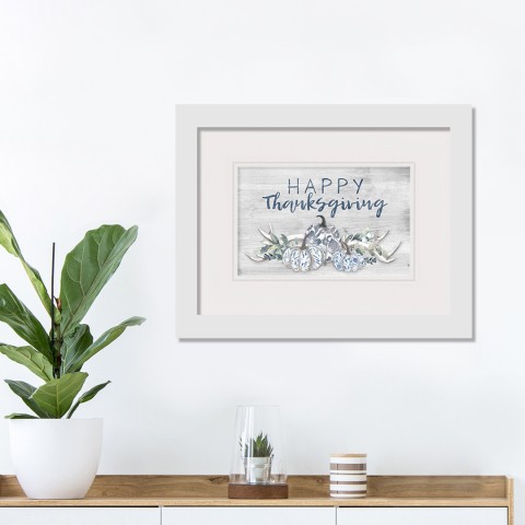 Blue Pumpkins 16X12 White Framed Print Under Glass