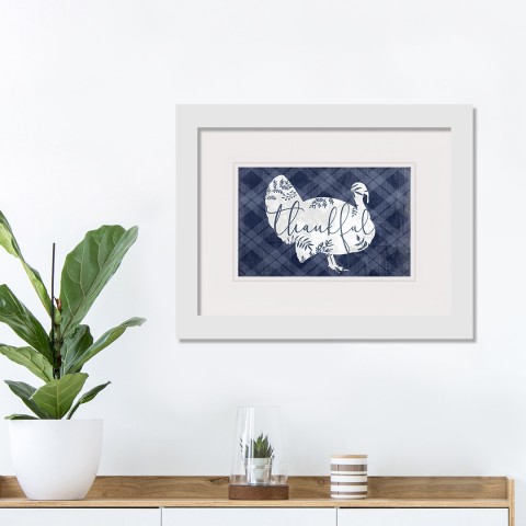 Blue Turkey 16X12 White Framed Print Under Glass