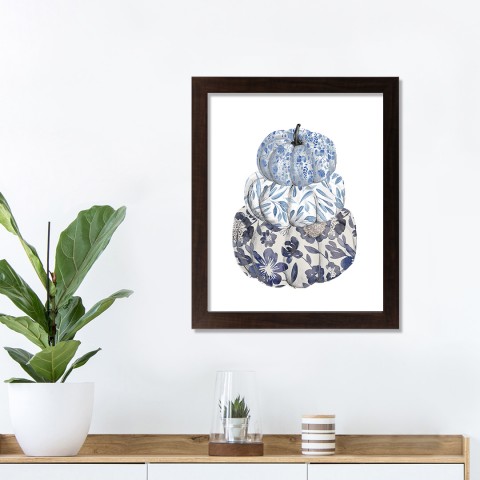 Pumpkin Stack 11x14 Black Framed Print Under Glass