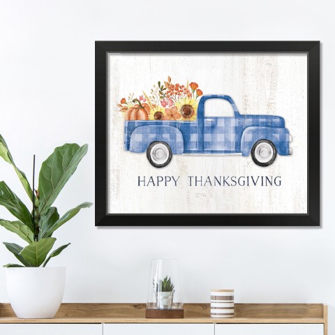 Plaid Truck 20X16 Black Framed Print Under Glass