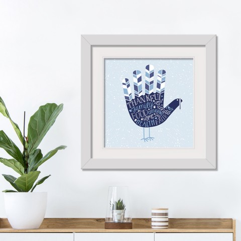 Turkey Hand 16x16 White Framed Print Under Glass