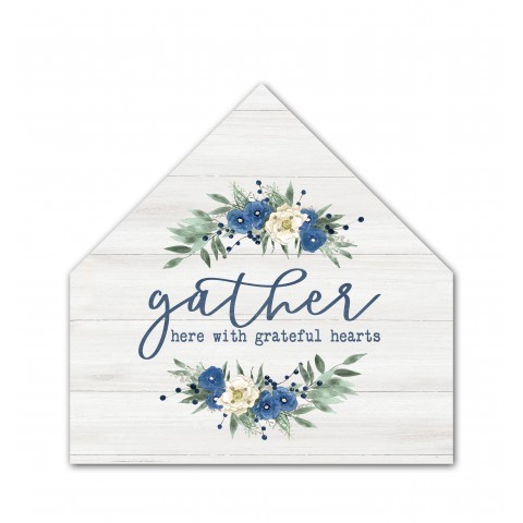Grateful Flowers 17x17 House Shaped Canvas