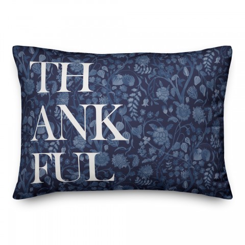 Thankful Blue Floral 14x20 Spun Poly Pillow