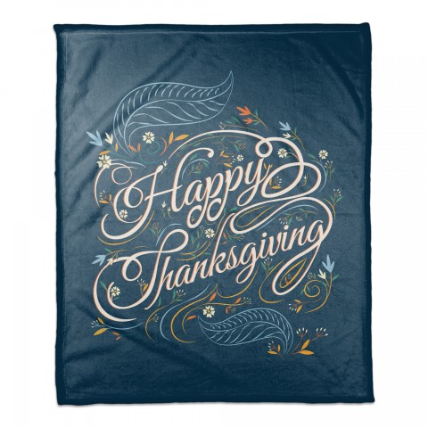 Thanksgiving Script 50x60 Coral Fleece Blanket