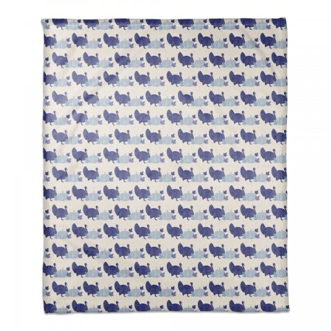 Blue Turkeys 50x60 Coral Fleece Blanket