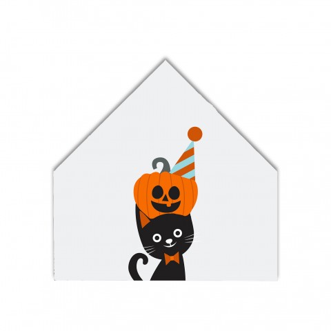 Cat Pumpkin Hat 12x12 House Shaped Canvas