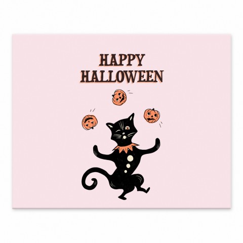 Juggling Halloween Cat 10x8 Tabletop Canvas