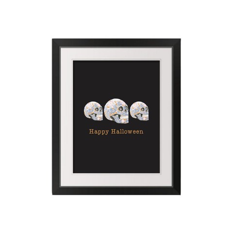 Floral Skull 16x20 Black Framed Print Under Glass