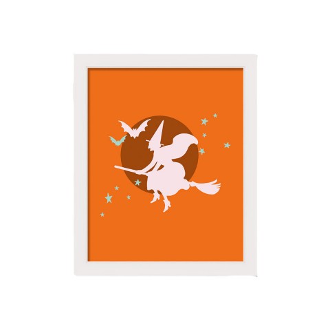 Flying Witch 16x20 White Framed Print Under Glass