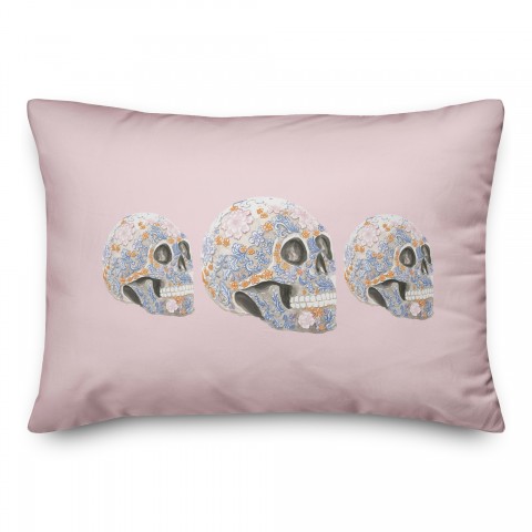 Floral Sugar Skulls 14x20 Spun Poly Pillow