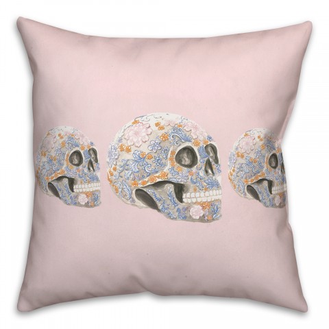Floral Sugar Skulls Pillow