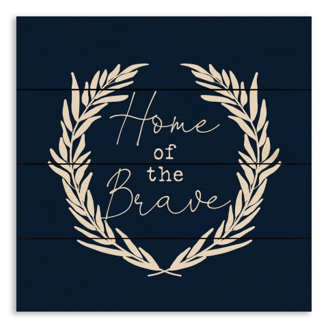 Home of the Brave Navy 14x14 Pallet Wood Art