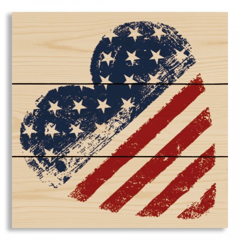 Patriotic Flag Heart 10.5x10.5 Pallet Wood Art