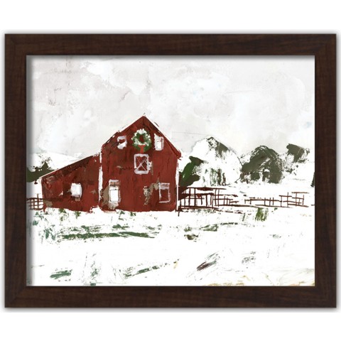 Christmas Snow On The Farm 20X16 Black Framed Print Under Glass