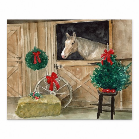Christmas Horse 10x8 Tabletop Canvas