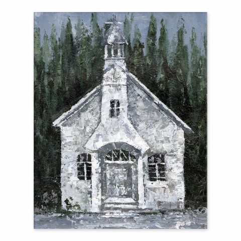 Winter And Christmas Church 8x10 Tabletop Canvas