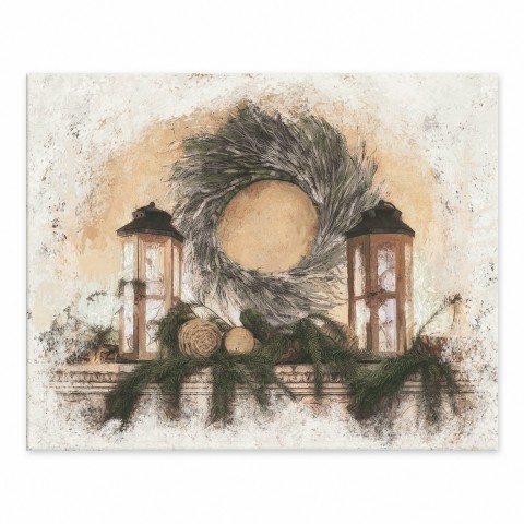 Christmas Mantle 10x8 Tabletop Canvas