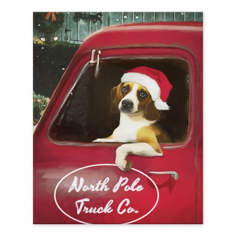 Christmas Beagle 8x10 Tabletop Canvas