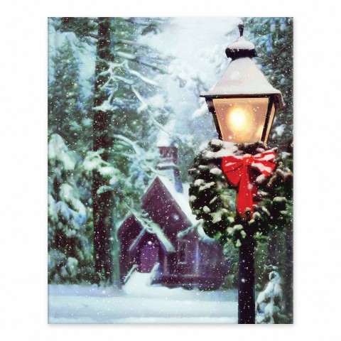Snowy Christmas Church 8x10 Tabletop Canvas