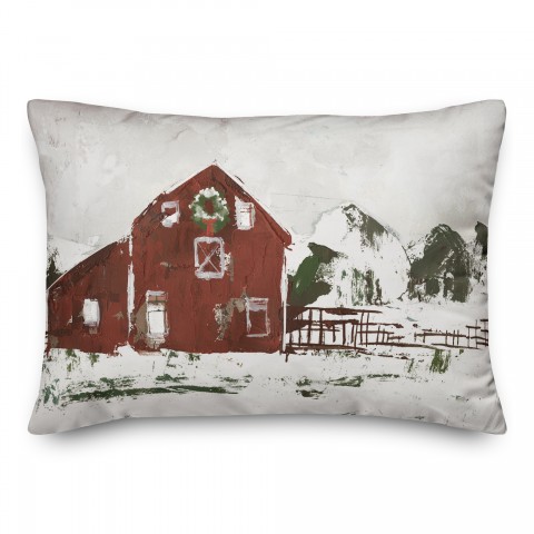 Christmas Snow On The Farm 14x20 Spun Poly Pillow