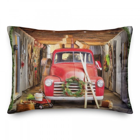Painted Truck In Garage 14x20 Spun Poly Pillow