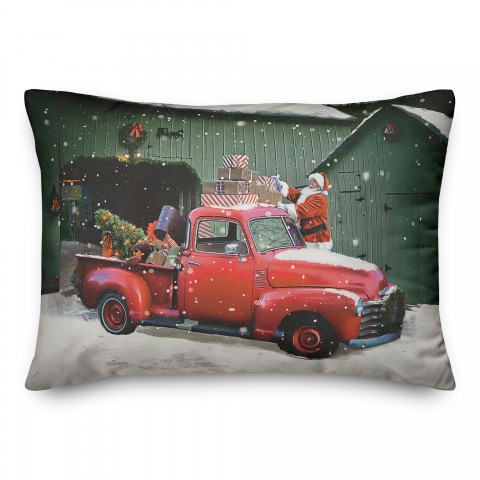 Santa Packing The Truck 14x20 Spun Poly Pillow