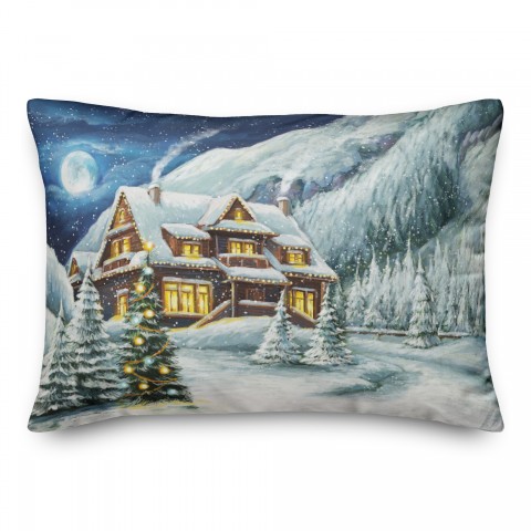 Cabin In The Mountains 14x20 Spun Poly Pillow