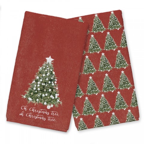 Oh Christmas Tree On Red Textiles Collection