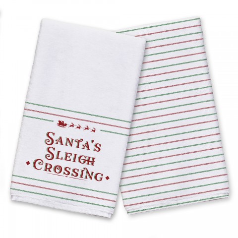 Santas Sleigh Crossing Stripes Textiles Collection