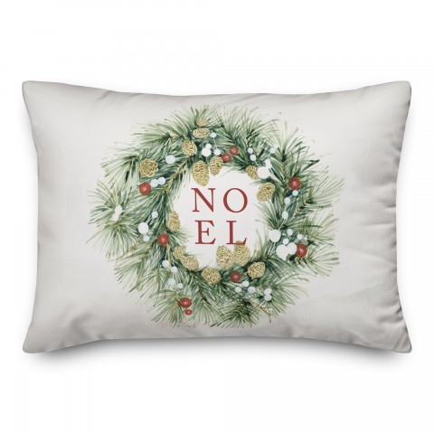 Christmas Wreath Noel 14x20 Spun Poly Pillow