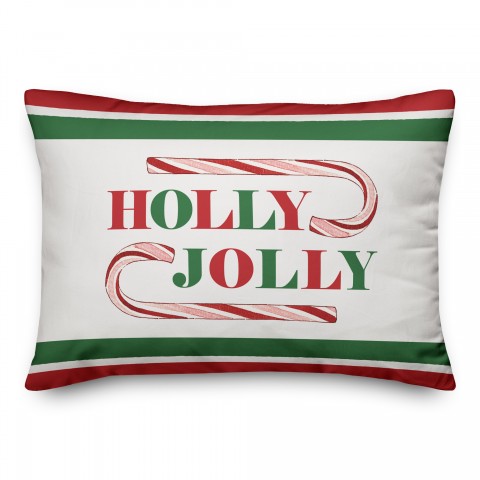 Holly Jolly Candy Cane 14x20 Spun Poly Pillow