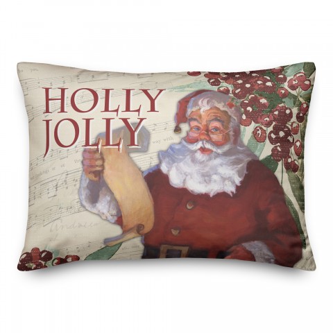 Holly Jolly Santa 14x20 Spun Poly Pillow