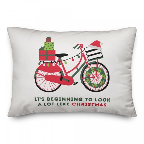 Christmas Bike 14x20 Spun Poly Pillow
