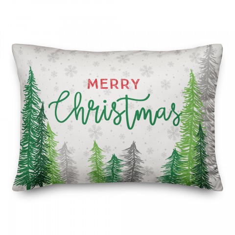 Merry Christmas Forest 14x20 Spun Poly Pillow