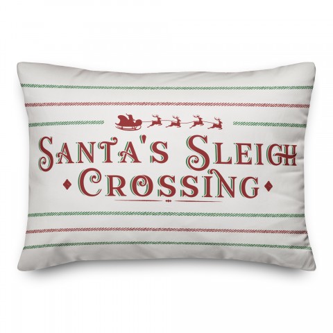 Santas Sleigh Crossing 14x20 Spun Poly Pillow