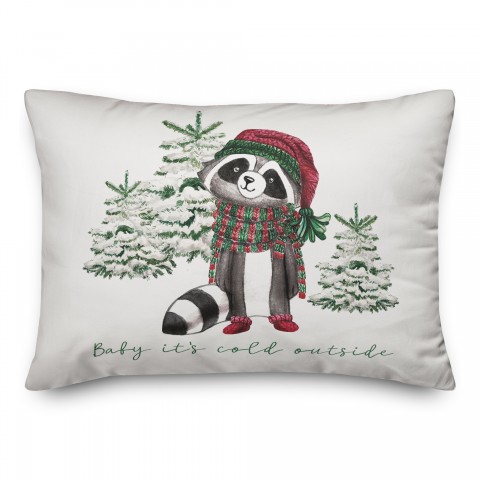 Baby Cold Outside Raccoon 14x20 Spun Poly Pillow
