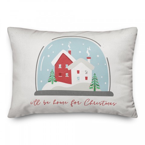 Home Christmas Snowglobe 14x20 Spun Poly Pillow