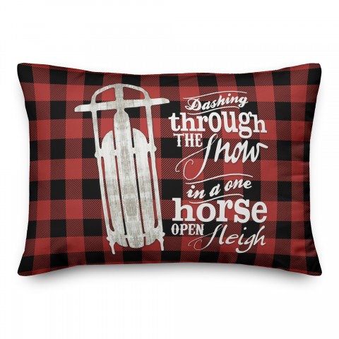 One Horse Open Sleigh 14x20 Spun Poly Pillow