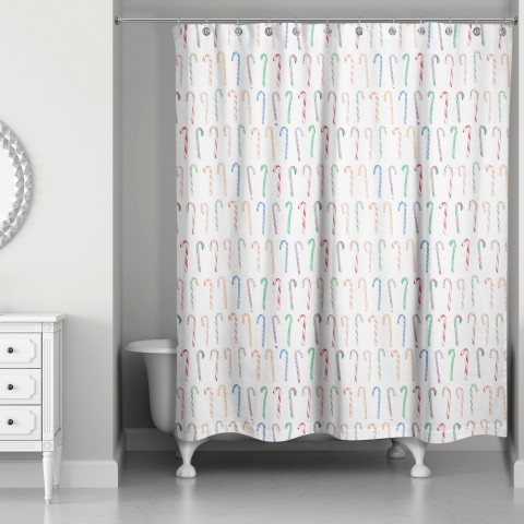 Candy Cane Pattern 71x74 Shower Curtain