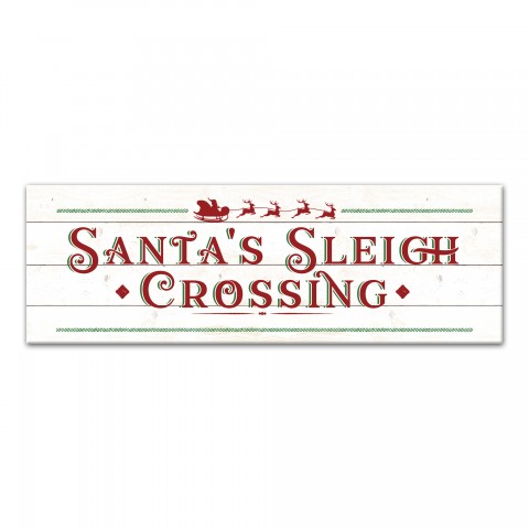 Santas Sleigh Crossing Wood 36x12 Canvas Wall Art