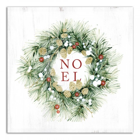 Christmas Wreath Noel 16x16 Canvas Wall Art