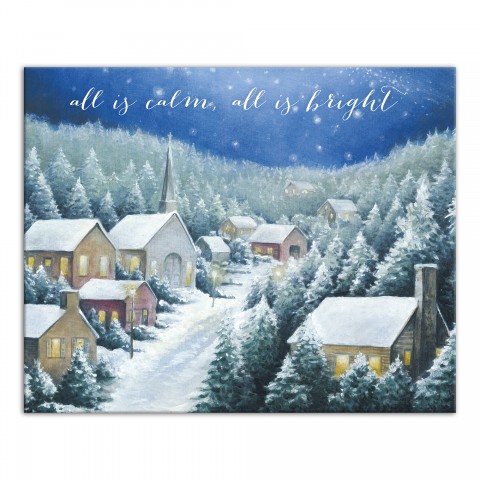 Calm Bright Christmas Town 20x16 Canvas Wall Art