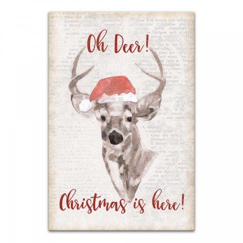 Oh Deer Christmas Here 20x30 Canvas Wall Art