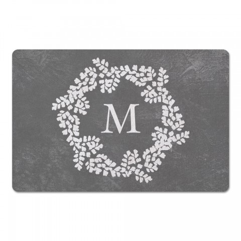 Gray Fern Monogram 27x18 Personalized Floor Mat