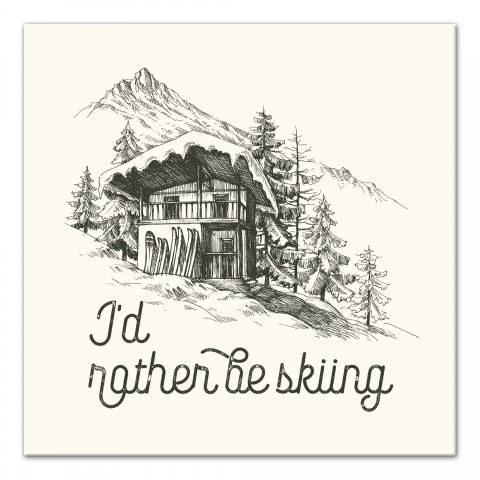 Rather Be Skiing Cabin 12x12 Canvas Wall Art