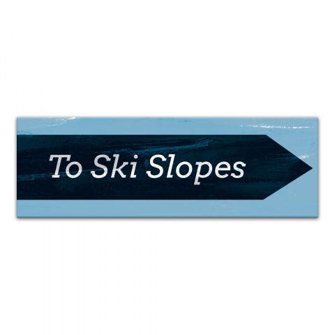 Ski Slopes Arrow Sign 36x12 Canvas Wall Art