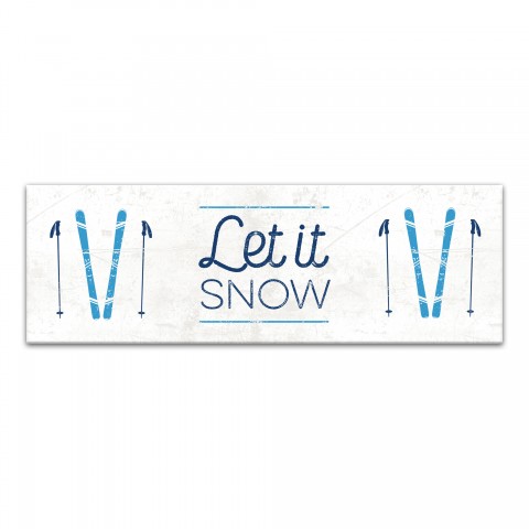 Let It Snow Skis 36x12 Canvas Wall Art